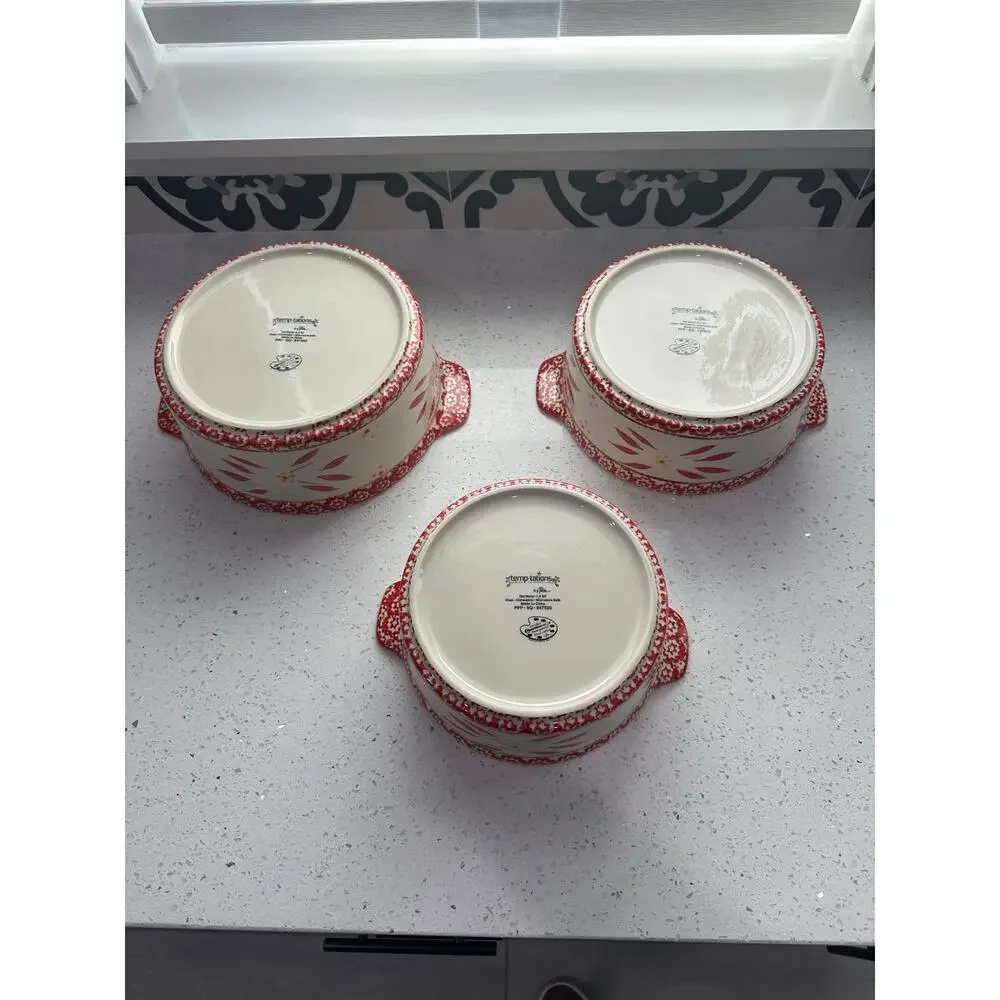Set of 3 Temptations Tara Old World Orange Round 1.5, 2 and 2.5 Quart Casserole